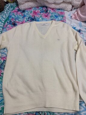 Dior Men's vintage V-Neck Cream Sweater size M